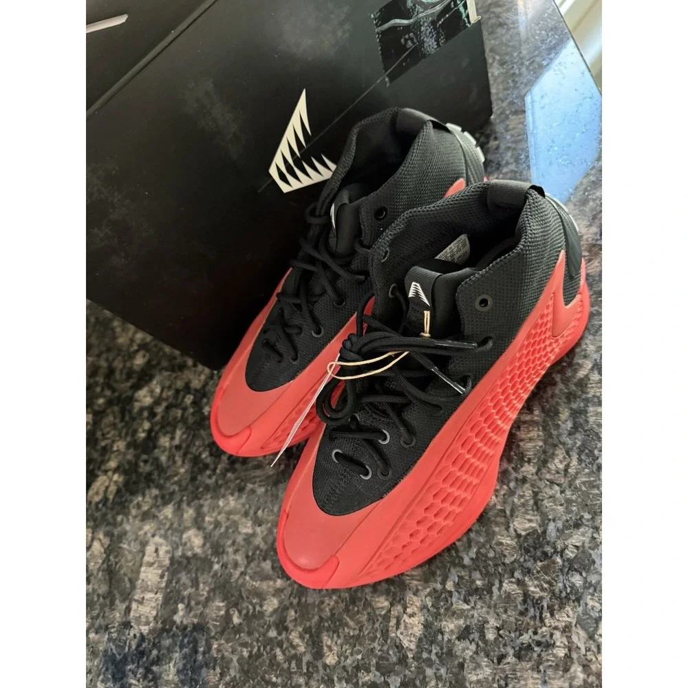 Adidas Anthony Edwards 1 J Core Black Red Basketball Shoes IG6611 Kids Size 6Y
